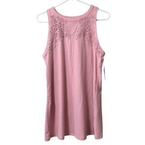 Torrid Super Soft Light Rib Knit Bleached Pink Tank Top Plus Sz 1X Lace Trim NWT
